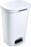 PlasticForte Pedaalemmer - wit - 50 liter - kunststof - prullenbak - 41x36x63,5 cm