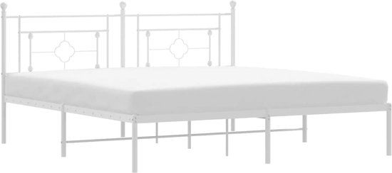 vidaXL Bedframe met hoofdbord metaal wit 183x213 cm