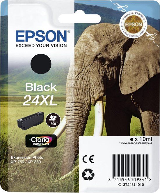 Epson 24XL Black Ink Cartridge - High Yield - Compatible with Epson Expression Photo XP Series Printers