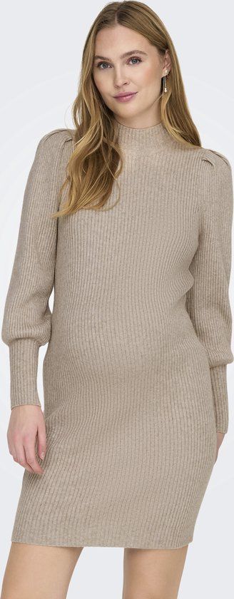 ONLY MATERNITY ONLY OLMKATIA L/S DRESS KNT NOOS Dames Mini jurk L Mocha Meringue