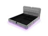 MODFU Lit double en velours 160x200 avec rangement, lit d'adolescent avec éclairage LED et cadre en métal, lit avec rangement, tête de lit confortable et rangement, sans matelas, gris