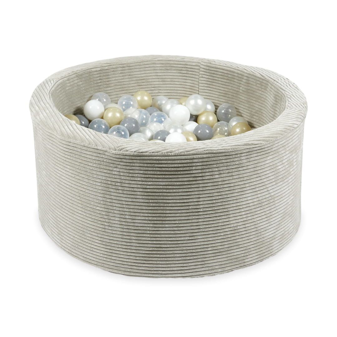 Viking Choice Ballenbak - grijs ribstof - 90x40 cm - 300 ballen - wit, parelmoer, transparant, grijs, licht goud