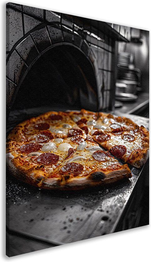 Merkloos / Sans marque Pizza Canvas Schilderij - 50x70cm - Modern Food Art Print