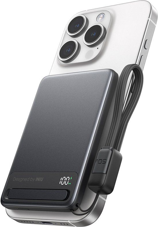 Iniu, Magnetische Powerbank 5.000 mAh, Zwart