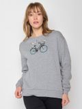 Greenbomb Canty Bike Seagulls Sweatshirt femme XL Coton biologique Manches longues Col rond Gris chiné