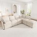 OKWISH Canapé d'angle Beige Chenille 344x127x91 cm