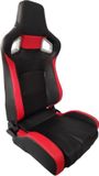 AutoStyle Sportstoel 'RS6-II' - Matzwart/Rood Kunstleder - Dubbelzijdig verstelbare rugleuning - incl. sledes