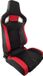 AutoStyle Siège sport 'RS6-II' - Similicuir noir mat/rouge - Dossier réglable des deux côtés - incl. glissières