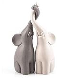 Merkloos Pajoma Verliefde olifanten set van 2 van keramiek, hoogte 25,5 cm, harmonisch paar in beige en grijs