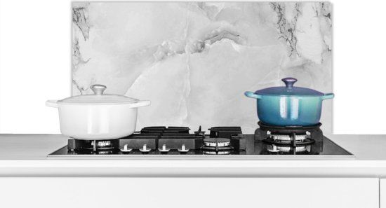 KitchenYeah Keuken Spatscherm Marmerlook 90x45cm - Aluminium Achterwand