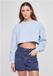 Urban Classics Cropped Flower Embroidery Terry Crewneck sweater/trui Blauw XXL