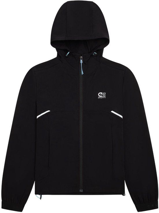 Cruyff Trainingsjack Kids Zwart – Polyamide Sportjack met Capuchon - Voetbal - Maat 128