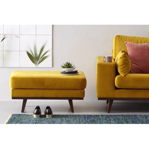 Hocker Torino Velours Okergeel - Geel