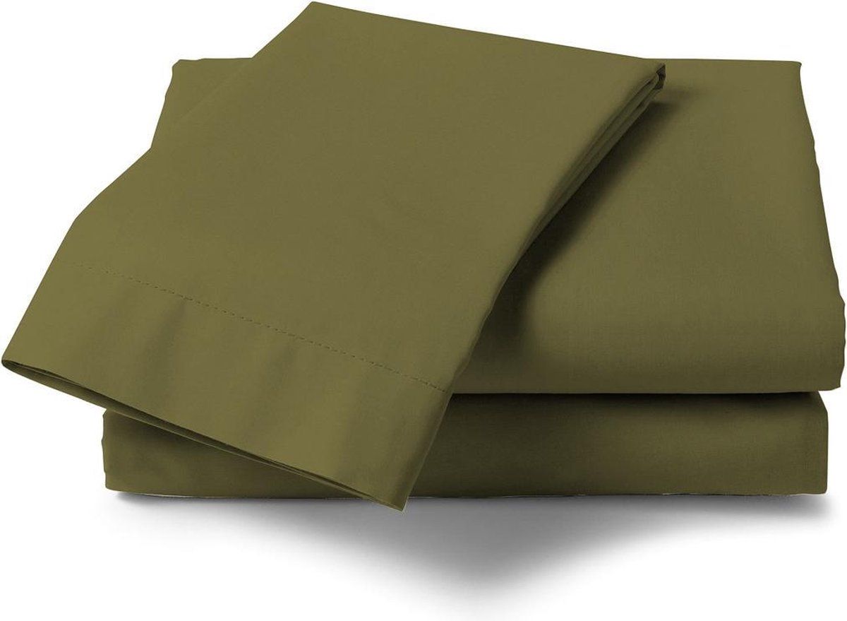 Heckett & Lane Perkal Laken 260/260 Burnt Olive - Groen - 100% Perkal-katoen