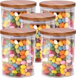 Alpina Voorraadpot/bewaarpot Foodking - 5x - borosilicaat glas - 600 ml - glas/hout - luchtdicht