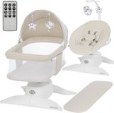 Lionelo Vivi Set Elektrische Babywipstoel 2in1 – Babyschommel & Wipstoel vanaf Geboorte tot 9 kg – 360° Draaibare Zitting – Bewegingssensor – Bluetooth – Afstandsbediening – 5 Schommelsnelheden – T25 Matras