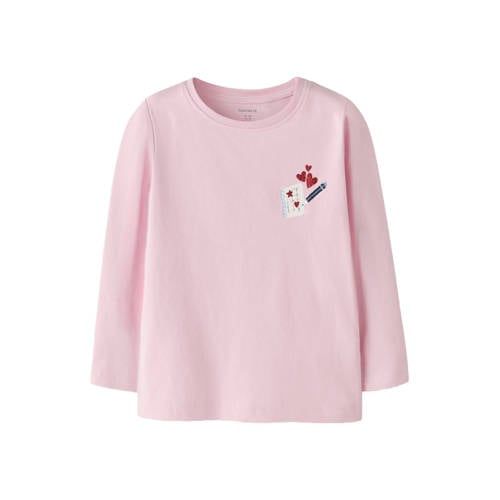 NAME IT MINI longsleeve met backprint - roze