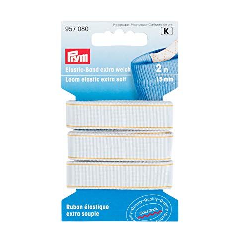 Prym 957080 - Band elastiek, extra zacht, wit, 2m x 15mm