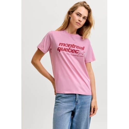 JJXX Rechtvallend T-shirt met Print - Roze