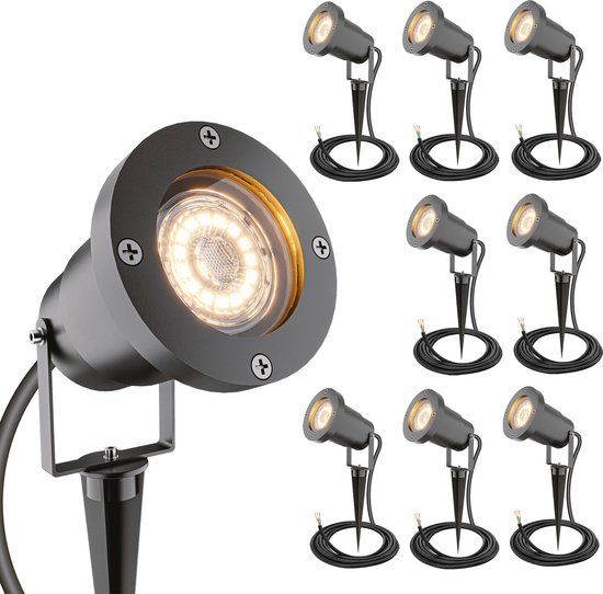 HOFTRONIC Sydney - 9x Prikspot XL - Aluminium - Zwart - IP65 waterdicht - GU10 - 20 watt