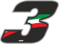 4R Quattroerre.it 13163 Startnummer 3 stickers voor motorfietsen, Italië, 100 x 130 mm, Nero/Tricolore, Medio
