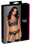 Cottelli LINGERIE Stijlvol Bloemenkant Jarretel Set XL Paars