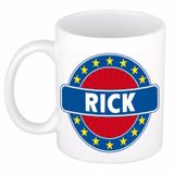 Bellatio Decorations - Rick voornaam - koffiemok - beker - wit/blauw - 300 ml
