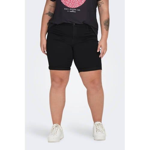 ONLY CARMAKOMA CARTHUNDER Skinny Denim Shorts - Black