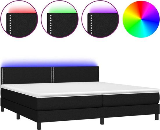 vidaXL Boxspring met matras en LED stof zwart 200x200 cm