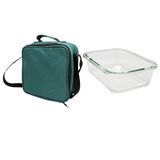 Nerthus FIH 1500 zwarte thermische lunchtas met glazen vershouddoos 1 l isolerende tas met handvat ideaal voor werk kantoor
