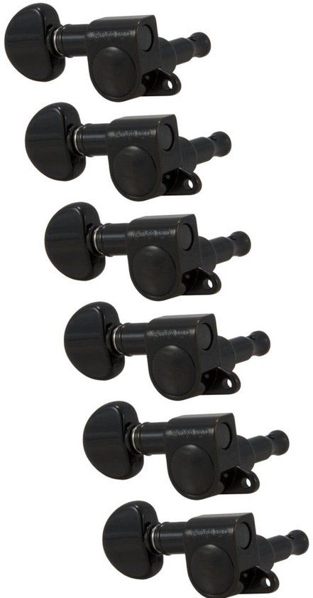 Grover 205BCL6 Mini Rotomatics with Round Button Black Chrome Mini stemmechanieken voor gitaar