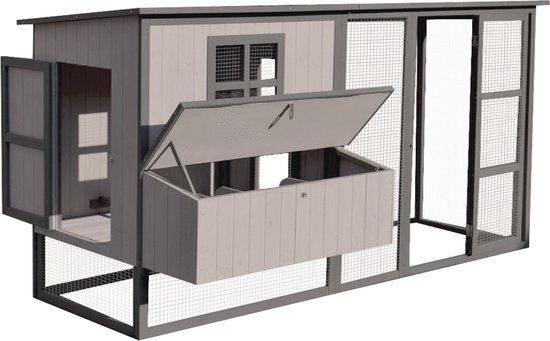 Flamingo Kippenhok Calypso Cottage - Grijs Taupe - 222x102x112 cm