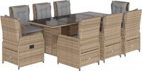 vidaXL 9-delige Tuinset met kussens, polyrattan, beige