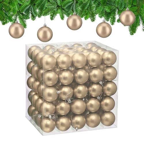 Relaxdays kerstballen set van 100, kunststof glanzend Ø 6 cm onbreekbaar decoratie in diverse kleuren