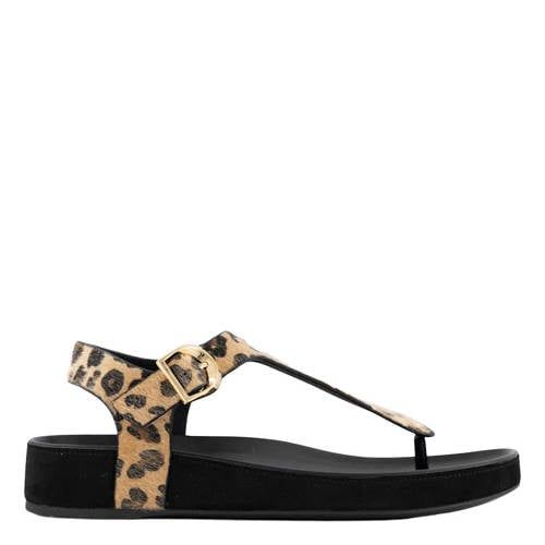Graceland sandalen met panterprint beige/zwart