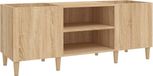 vidaXL Platenkast Sonoma Eiken 121x38x48 cm Bewerkt Hout