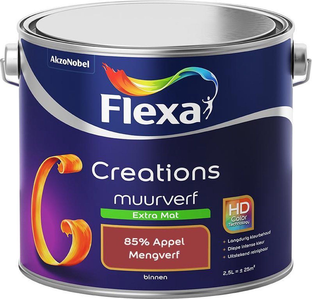 FLEXA Creations Muurverf - Extra Mat - Mengkleuren Collectie - 85% Appel - 2,5 liter