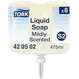 Tork milde mini vloeibare zeep - 420502 - Huidvriendelijke, universele zeep voor S2 dispensersystemen - Premium kwaliteit, frisse geur, 1 x 475 ml