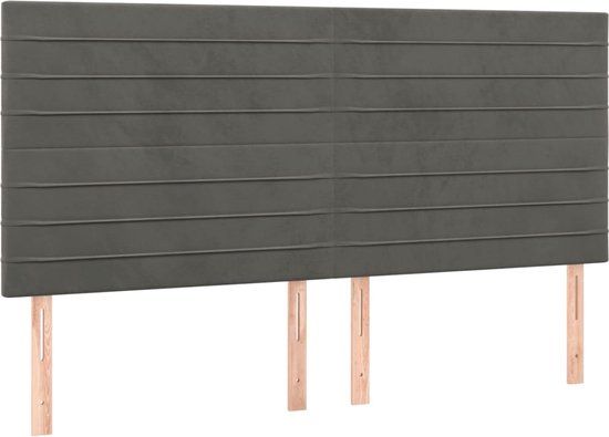 vidaXL Hoofdbord - Donkergrijs - 200x5x118/128 cm - Fluweel