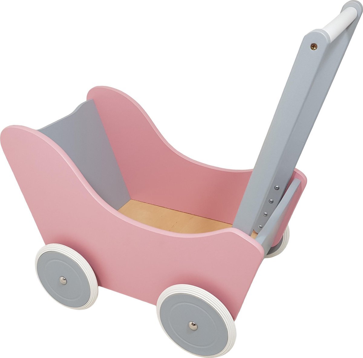 Playwood Poppenwagen roze - zilver; exclusief dekje