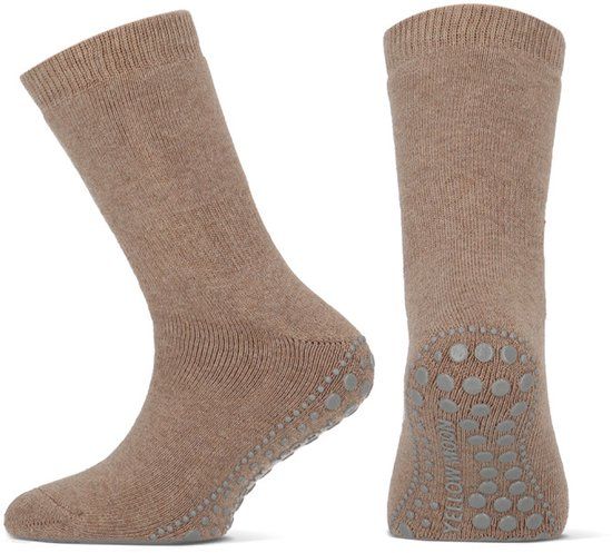 Yellow Moon Katoenen kindersokken met antislip – Beige melange – 23-26
