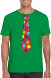 Bellatio Decorations Shoppartners Bv Foute Kerst T-shirt Stropdas met Kerstballen Print Groen voor Heren XL
