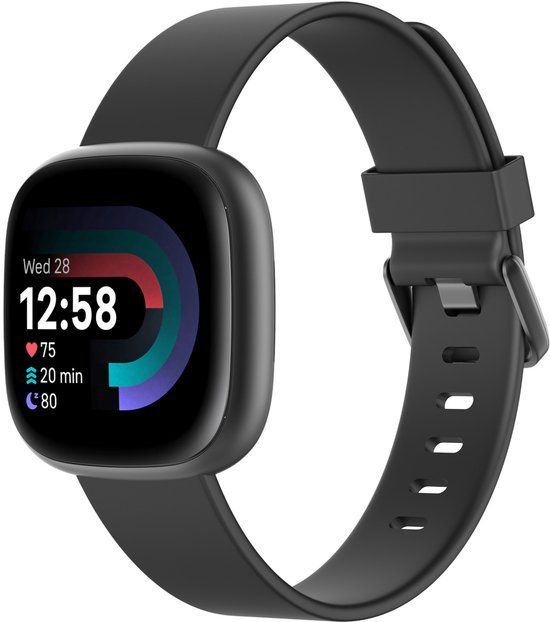 imoshion Fitbit Siliconen bandje - Geschikt voor Fitbit Versa/ Versa 2/ Versa Lite - Zwart