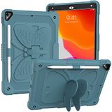 Hoes iPad Hoes voor iPad 10,2 inch 2021/2020/2019 met schouderriem, robuuste schokbestendige beschermhoes met vlinderhouder voor 9e /8e /7e gen, marineblauw