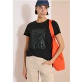 cecil Shirt met ronde hals en foliedruk