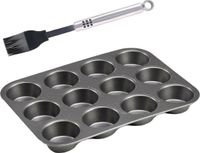 Muffins/cupcakes bakvorm 26 x 20 cm - voor 12 stuks incl. siliconen invetborstel