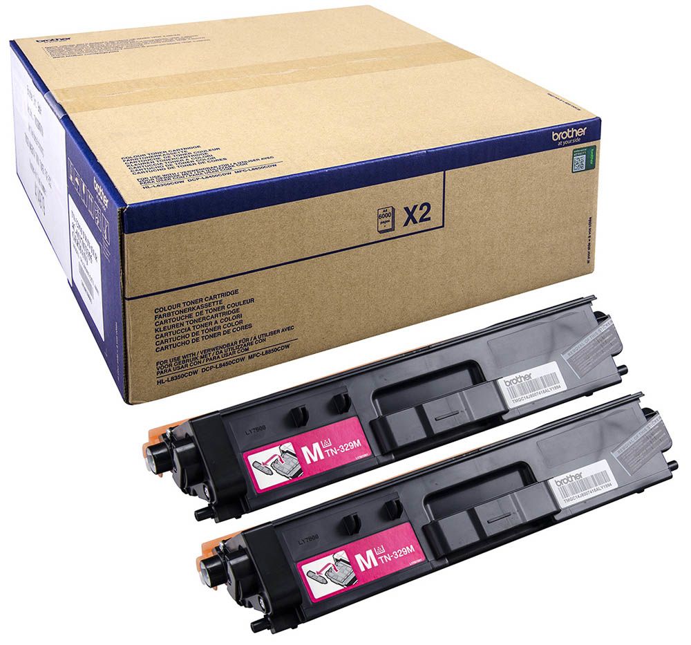 Brother TN-329MTWIN - Toner Cartridge - Magenta - 2 Pack - Compatible with HL-L8350CDW, MFC-L8850CDW
