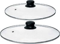 Kinvara Universele pannendeksel set - 2x stuks - Dia 30/28 cm - glas - stoomgaatje
