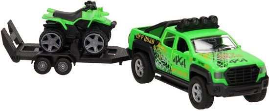 Kids Globe Terreinwagen met Trailer en Quad - Licht en Geluid - 29 cm