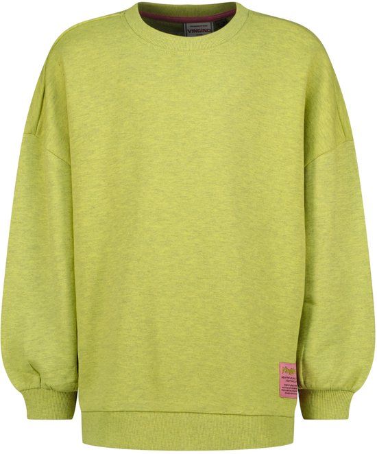 Vingino - Icon melange round neck - Meisjes - Sweater - Katoen - Maat 104 - Fresh lime